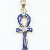 Ankh- Key of Life Silver Pendant with Blue Natural Stone
